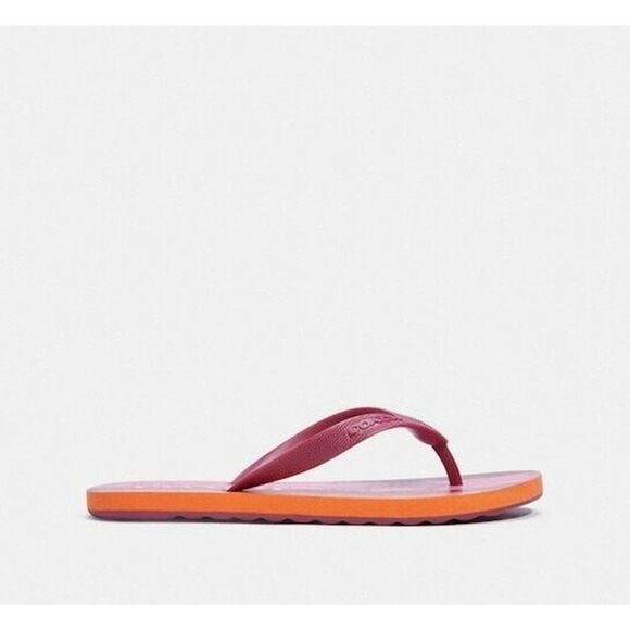 NEW COACH Zak Flip Flops - Women's Size 7 Pink Maroon Authentic Official - Picture 4 of 5